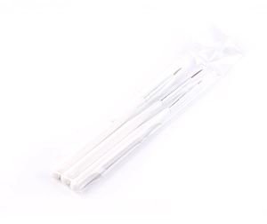 Three professional white nail art liner brushes for detailing and painting in plastic bag