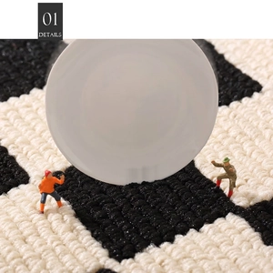Absorbent checkered kitchen mat with thick woven texture for anti-fatigue and non-slip use