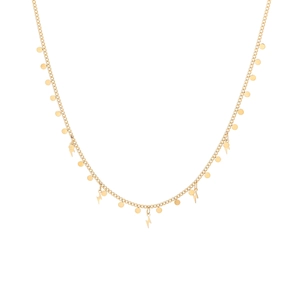 Minimalist gold titanium steel multilayer necklace with star disk and lightning pendants