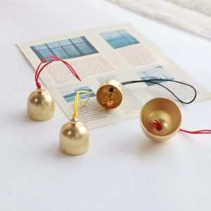 Mini Christmas Bell Metal Brass Hanging Ornament DIY Wind Chime Festival Party Decoration Gold Tone