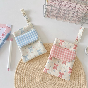 Floral nurse pocket protector and double-layer stationery pouch with bow tie patterns