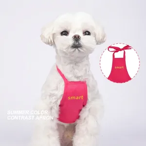 Vibrant pink dog belly warmer apron with Smart print for small breeds like Maltese