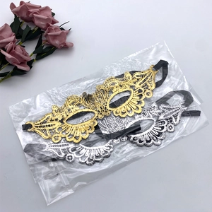 Detailed embroidery texture on gold and silver lace masquerade masks for women