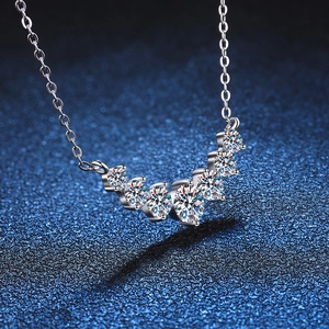 Elegant S925 sterling silver smile necklace featuring 1.7 carat moissanite curved pendant
