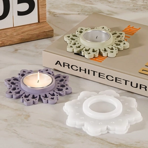 DIY silicone mold for sunflower candle holders with plaster casting resin results