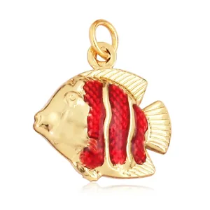 Colorful enamel fish charm pendant for beach jewelry DIY necklaces and bracelets
