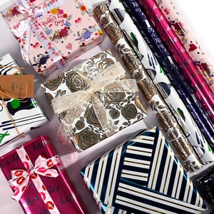 Metallic Aluminized Gift Wrapping Paper Roll For Father's Day Mother's Day Valentine's Day Golf Rose Striped Pattern Floral Print Present Packaging Paper