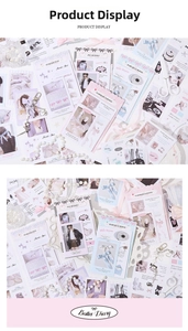 Detail showing ballet themed sticker set with pink ribbons and ballet shoes for DIY scrapbooks