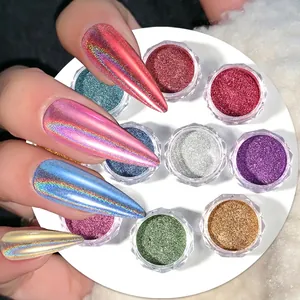 Holographic Laser Nail Glitter Powder Magic Mirror Chrome Pigment Aurora Sparkle For DIY Manicure Decoration Metallic