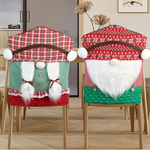 Christmas Chair Covers Gnome Seat Back Decorations Knitted Faux Fur Nordic Style Festive Dining Room Party Decor