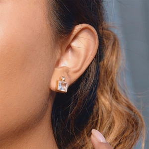 Edelstahl Quadratisch Strass Ohrstecker Für Damen Gold Vergoldet Geometrisch Elegant Minimalistisch Mode Schmuck Ohrringe Geschenk