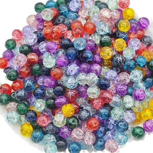 Mixed color cracked glass beads for DIY jewelry making with high gloss finish