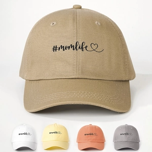Momlife Embroidered Baseball Cap Heart Pattern Adjustable Outdoor Sun Protection Dad Hat Casual Polyester Headwear