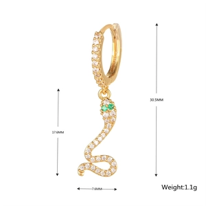 Spécifications de taille pour boucles d'oreilles serpent dorées aux yeux verts