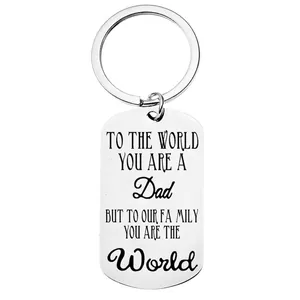 Porte-clés Gravé En Acier Inoxydable Cadeau Fête Des Pères Mères Anniversaire Pour Papa Maman Pendentif Rectangulaire Métal
