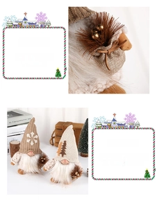Detail of Christmas gnomes featuring knit hats with snowflake motifs and plush white beards