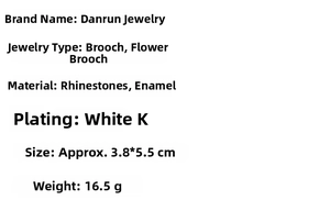 Detailed size and material specs for the crystal snowman brooch with enamel finish