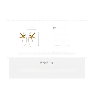 Detailed size chart for golden dragonfly wing earrings with dimensions and weight specs