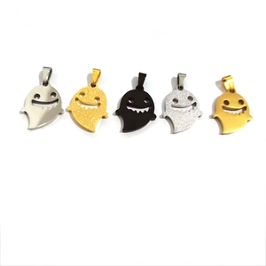 Ghost pendants in silver, gold, and black finishes for Halloween costume jewelry