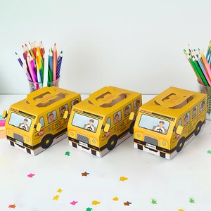 Creative yellow school bus candy boxes for back to school parties and celebrations