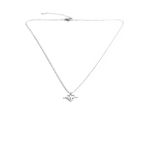 Silver stainless steel heartbeat necklace with a heart-shaped pendant on O-chain