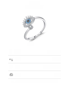 S925 sterling silver evil eye ring with blue stones and detailed product parameters