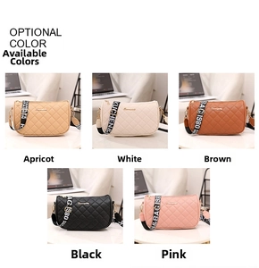 Quilted crossbody bag collection in five colors with stylish patterned strap detail