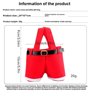 Detailed dimension guide for Santa trousers gift bag with size labels and specifications