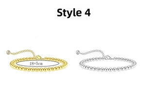 Polished gold and silver beaded bracelets 18+5cm with lobster clasp and extension chain