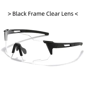 Lunettes de sport cyclisme avec monture noire et verres clairs protection UV