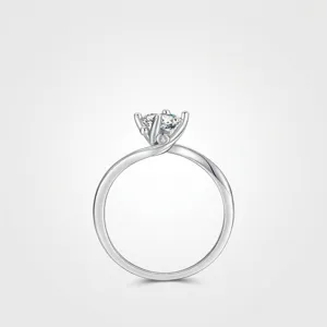 Solitär Ring 925 Sterlingsilber Rund 5A Zirkonia Gedrehter Schaft Für Frauen Verlobung Hochzeit Elegant