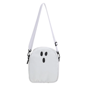 Petit sac à bandoulière blanc pour femme avec imprimé fantôme mignon et design épuré