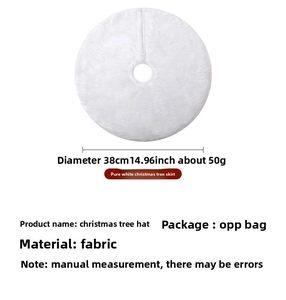 Détail du tapis de sapin de Noël blanc en fausse fourrure 38cm avec spécifications de taille