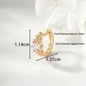 French vintage gold huggie earrings with zircon stars and minimalist elegant style