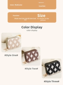 Detail view of leather card holder with dual zippers and striped textured surface