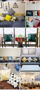 Collage of Christmas pillow covers in various plaid, animal and geometric patterns