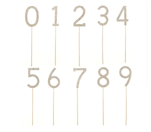 Sparkling crystal rhinestone cake toppers featuring numbers 0-9 in silver alloy finish