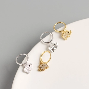 S925 Sterling Silber Elefanten-Ohrringe mit glitzerndem Zirkon in Gold und Silber-Optik