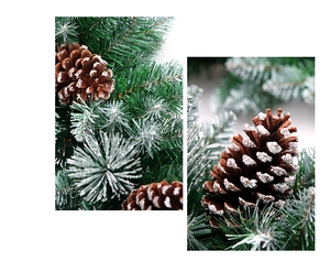 Détail d'une guirlande de Noël artificielle de 2,7 m avec aiguilles vertes et pommes de pin