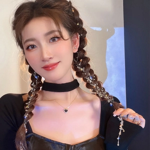 Chaîne De Tressage De Cheveux Étoile En Strass Étincelant Alliage Longue Frange Pince À Cheveux Bijoux Femmes Tresses Accessoire