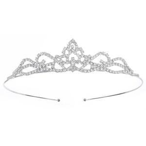 Sparkling rhinestone bridal crown tiara for wedding, elegant silver alloy hair accessory