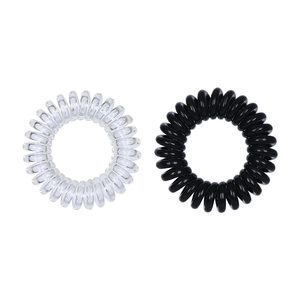 Schwarze und transparente Spiral-Haargummis mit 4 cm Außendurchmesser im Set