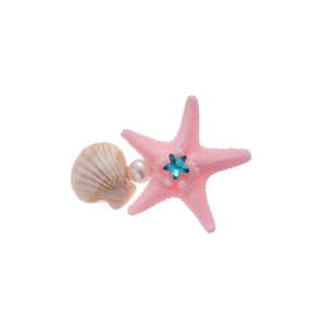Starfish and seashell hair clip with pearls and blue crystal for beach vacation