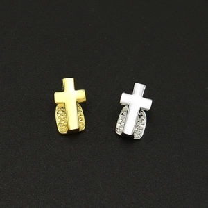 Grillz de Dent Simple Hip Hop Forme de Croix Plaqué Or Argent Bijoux de Dents en Cuivre pour Hommes Femmes Fête Accessoires