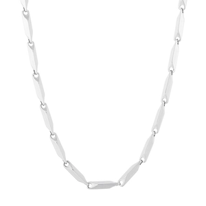 Hip-hop silver titanium steel chain necklace with elongated hexagonal geometric links