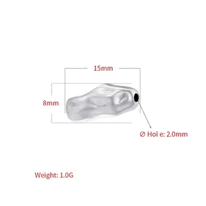 Detail of silver irregular faceted spacer bead with 2mm hole for DIY jewelry making