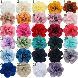 Detailed color chart showing 29 varieties of 7cm handmade bubble crepe fabric flower clips