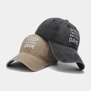Casquettes de baseball en coton délavé kaki et gris avec motif imprimé sur le côté