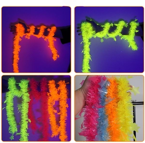Close-up of 2m UV glow star garland in neon colors for party ceiling decorations