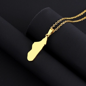 Polished 18K gold-plated Madagascar map pendant on an O-chain necklace for men and women